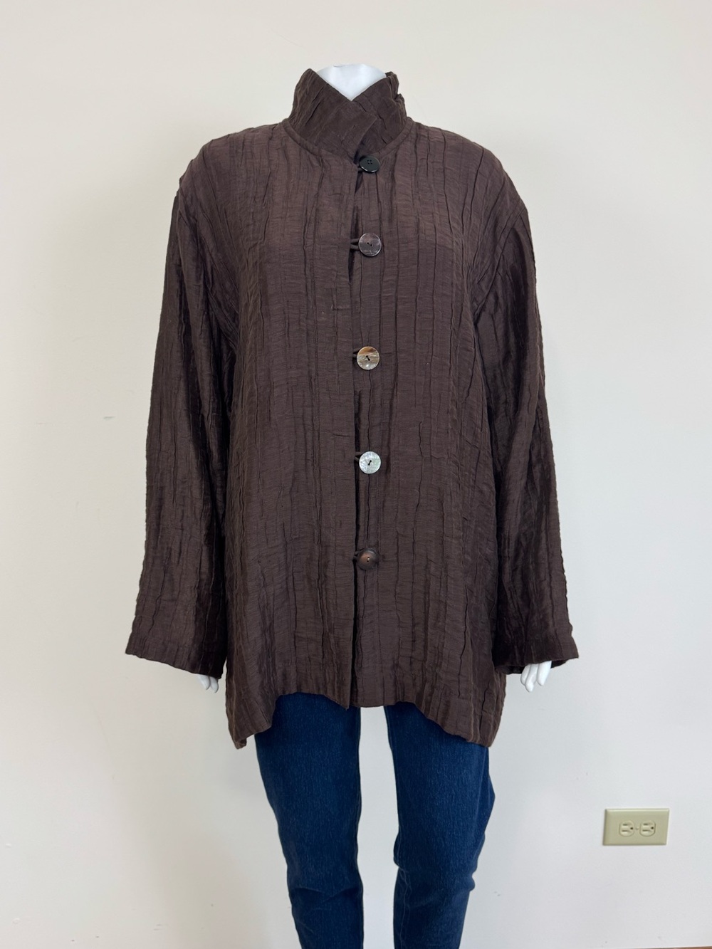 Eskandar Button Front Oversized Linen Shirt - Picture 4 of 14